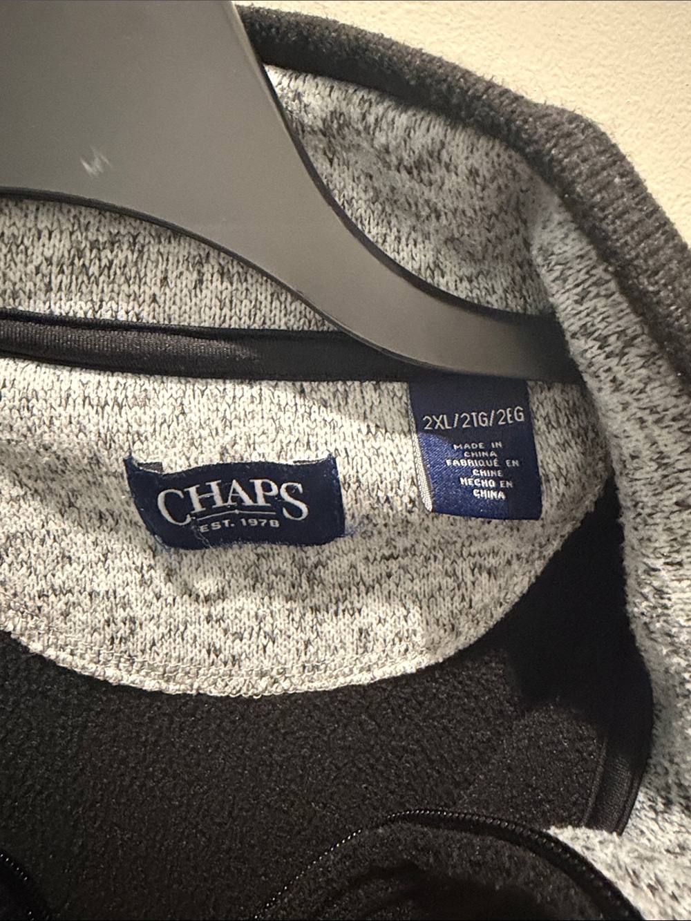 Chaps Men’s Black Zip-Up Knit fleece pullover